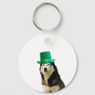 Siberische Husky Hond St. Patrick's dag Sleutelhanger