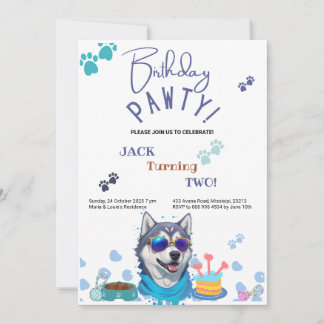 Siberische Husky-hond verjaardagsfeestje Kaart