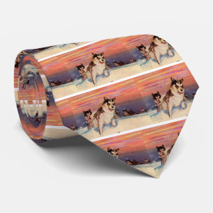 Siberische husky-honden die hun ding doen stropdas