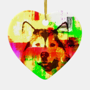 Siberische Husky Hondenkunst Keramisch Ornament