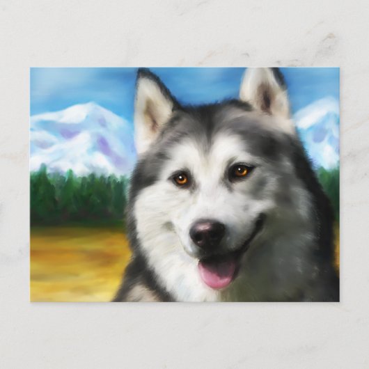 Siberische Husky Hondenkunst - Solar Briefkaart (Voorkant)