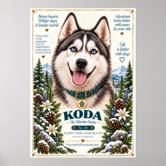 Siberische Husky-hondenportret | Koda nr. 18 Poster