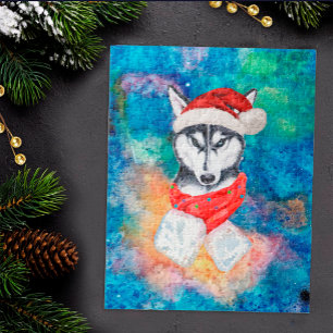 Siberische Husky hondenras Kerstmis Legpuzzel