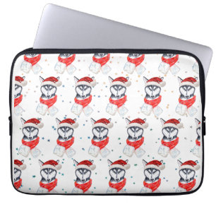 Siberische Husky-hondenras Kerststerren Laptop Sleeve