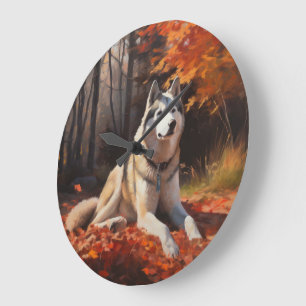 Siberische Husky in de herfst laat Herfst inspirer Grote Klok