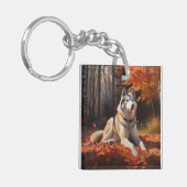 Siberische Husky in de herfst laat Herfst inspirer Sleutelhanger (Voorkant Links)