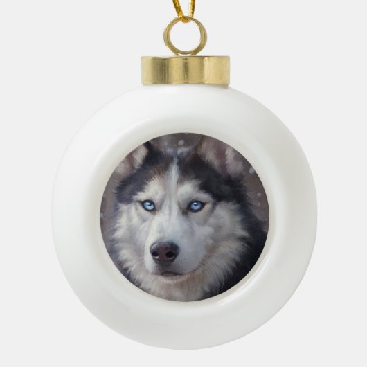siberische husky keramische bal ornament (Voorkant)