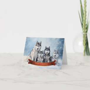 Siberische Husky Kerst Kaart