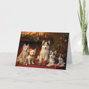 Siberische Husky Kerst Kaart