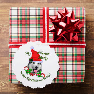 Siberische Husky Kerst Merry Ornament Kaart