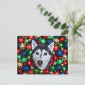 Siberische Husky Kerst Ornament Kaart (Staand voorkant)
