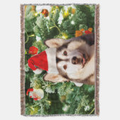 Siberische Husky Kerstboom Ornamenten Sneeuwman Deken (Voorkant Verticaal)