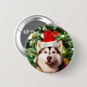 Siberische Husky Kerstboom Ornamenten Sneeuwman Ronde Button 5,7 Cm (Voorkant /achterkant)