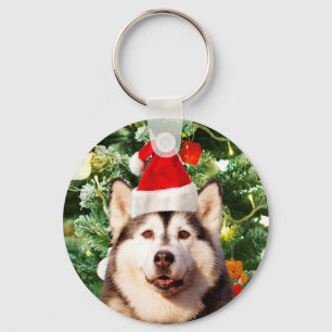 Siberische Husky Kerstboom Ornamenten Sneeuwman Sleutelhanger
