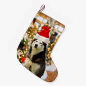 Siberische Husky Kerstboom Pet Kleine Kerstsok (Voorkant (Hangend))