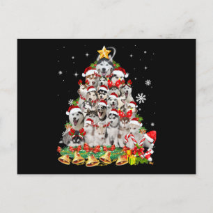 Siberische husky kerstboomverlichting hondenoorl briefkaart