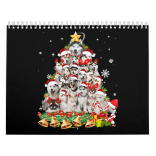 Siberische husky kerstboomverlichting   hondenoorl kalender