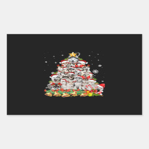 Siberische husky kerstboomverlichting hondenoorl rechthoekige sticker