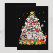 Siberische husky kerstboomverlichting | hondenoorl save the date (Voorkant / Achterkant)