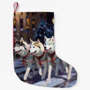 Siberische Husky Kerstfeest Seizoen Kleine Kerstsok