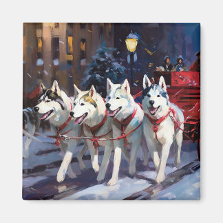 Siberische Husky Kerstfeest Seizoen Magneet