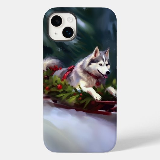 Siberische Husky Kerstsneeuw winter Case-Mate iPhone Case (Achterkant)