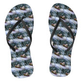 Siberische Husky Kerstsneeuw winter Teenslippers (Voetbed)