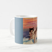 Siberische husky leed dogs die hun ding doen koffiemok (Voorkant links)