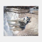 Siberische Husky liet het sneeuwKerstmis Fleece Deken (Voorkant (Horizontaal))