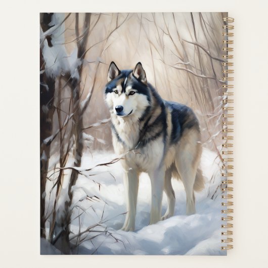 Siberische Husky liet het sneeuwKerstmis Planner (Achterkant)