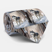 Siberische Husky liet het sneeuwKerstmis Stropdas (Opgerold)