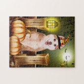 Siberische Husky met Heks Pet Halloween Legpuzzel (Horizontaal)