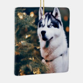 Siberische Husky met kerstbomen Keramisch Ornament (Rechts)