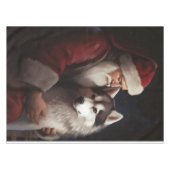 Siberische Husky met Kerstman Festive Kerstmis Tafelkleed (Voorkant (Horizontaal))