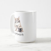 Siberische Husky met koffiehond, mok met attitude (Voorkant links)