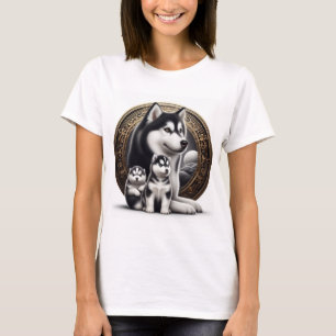 Siberische Husky met pups T-shirt