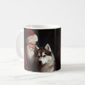 Siberische Husky Met Sinterklaas Feestelijke Kerst Koffiemok (Voorkant links)