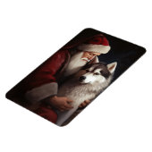 Siberische Husky Met Sinterklaas Feestelijke Kerst Magneet (Linkerzijde)