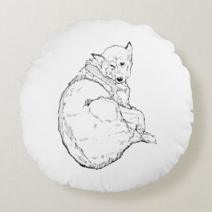 Siberische Husky, Minimalistische Hondenillustrati Rond Kussen