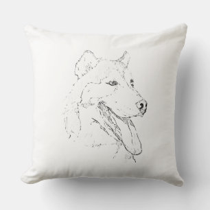 Siberische Husky – Minimalistische hondenlijnteken Kussen
