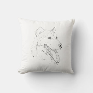 Siberische Husky – Minimalistische hondenlijnteken Kussen