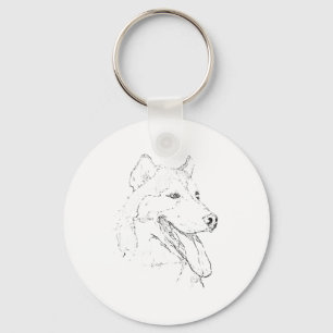 Siberische Husky – Minimalistische hondenlijnteken Sleutelhanger