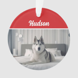 Siberische Husky Naam Hond Vakantiefoto Kerstmis Ornament