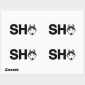 Siberische husky ovale Sticker (Vel)