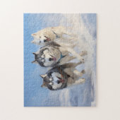 Siberische Husky pack 2 Legpuzzel (Verticaal)