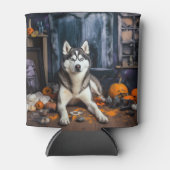 Siberische Husky pompoenen Halloween eng Blikjeskoeler (Voorkant)