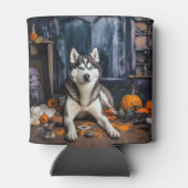 Siberische Husky pompoenen Halloween eng Blikjeskoeler (Achterkant)