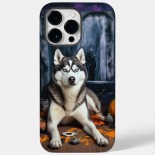Siberische Husky pompoenen Halloween eng Case-Mate iPhone 14 Pro Max Hoesje