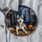 Siberische Husky pompoenen Halloween eng Ronde Button 6,0 Cm (In situ)