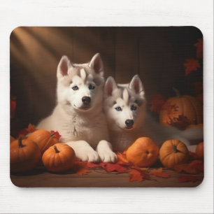 Siberische Husky Puppy Herfst Delight Pompoen Muismat
